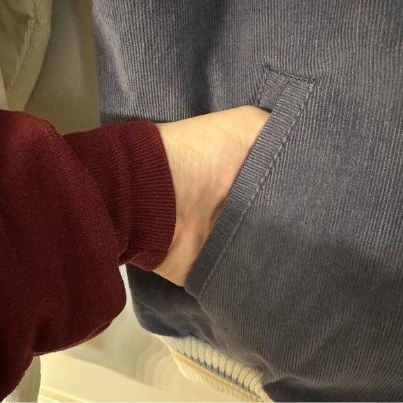 Aerie Women’s Navy Blue Corduroy Varsity Bomber Button Up Jacket Size M GUC - Picture 7 of 10